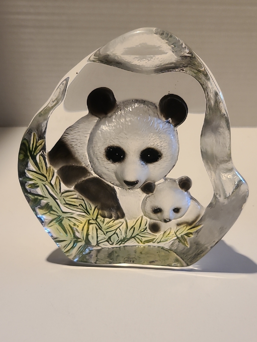 Crystal Panda Figurine - Clear with Black and White Accents